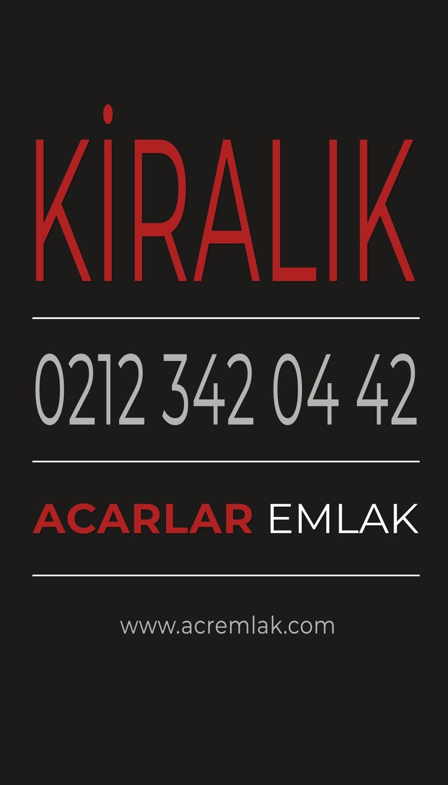 Acr Emlak — kiralık ilan afişi